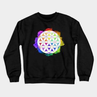 Rainbow Geometric Circle Flower Mandala - Color Cut-out Crewneck Sweatshirt